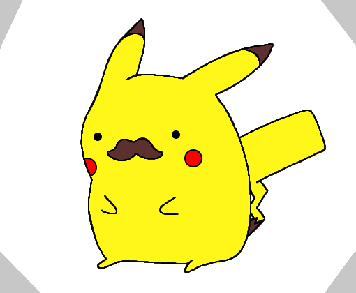 Desenho de Pikachu com bigode pintado e colorido por Demi o dia 17