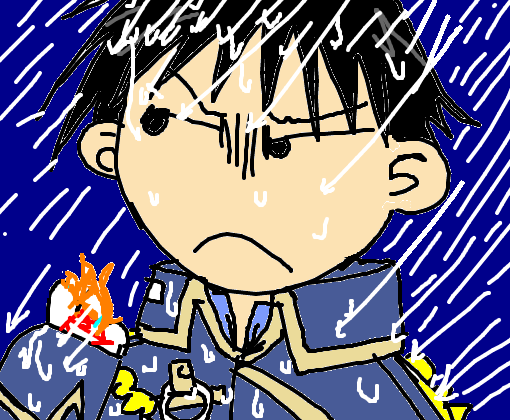 Roy Mustang in the rain