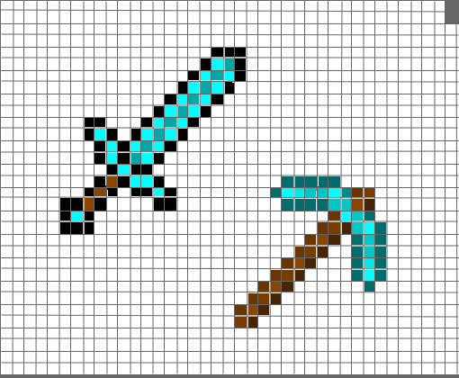 Espada e picareta do Minecraft (Pixels)