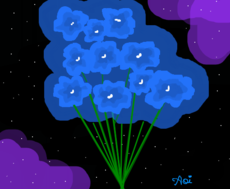 Blue Flowers in the night