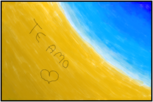 "Te amo"escrito na areia