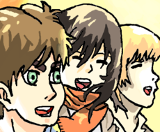 Eren, Mikasa e Armin
