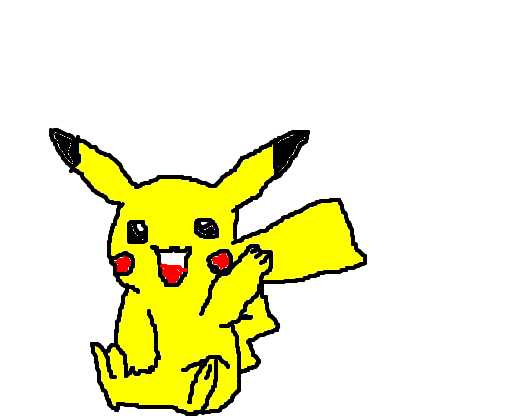 Um desenho animado pikachu sentado em cima de uma pedra