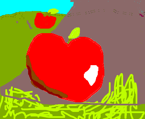 maçã na grama