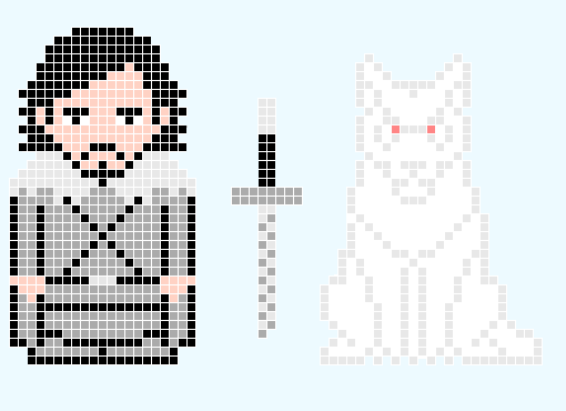 Game Of Thrones - Jon Snow and Ghost - Pixel Art