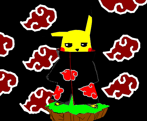 Desenhando Pikachu com roupa da akatsuki 