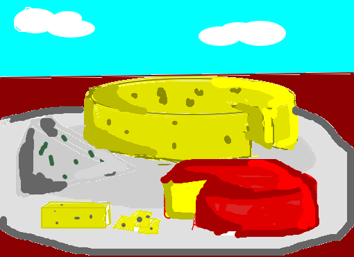 mesa de queijos ao ar livre xD