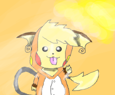 pikachu vestido de raichu para todo mundo para