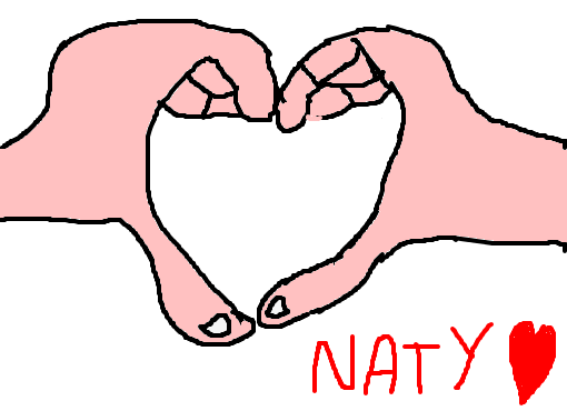 Coração com as mãos para Naty