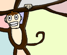 Macaco pendurado na árvore with vitrais and cores