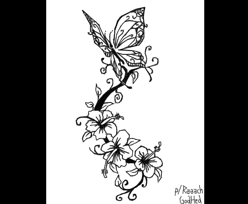 Flores e Borboleta p/ Raaach - Desenho de godhed - Gartic