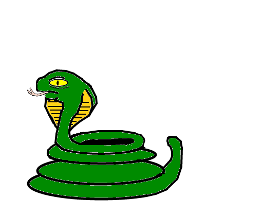 Cobra enrolada de desenho animado bonito no estilo de rabisco