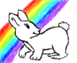 coelho com arco-íris XD