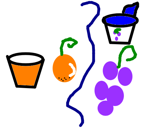 suco de laranja e iorguti de uva