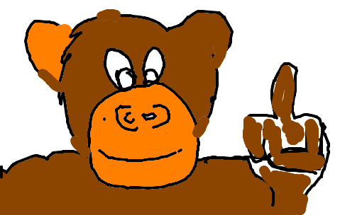 orangotango mostrando o dedo