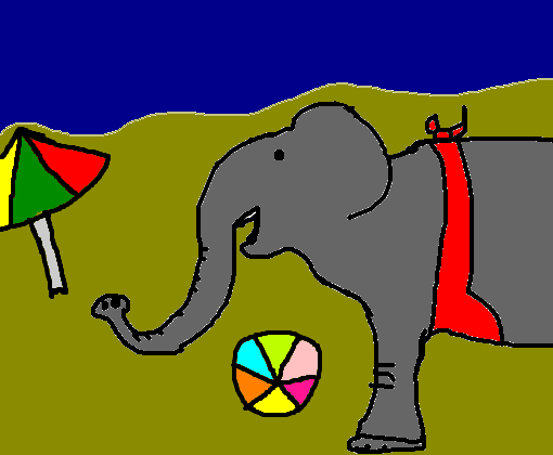 Elefante na praia