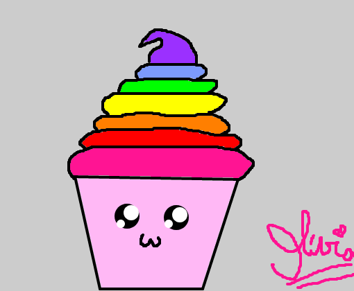 Cupcake colorido kawaii