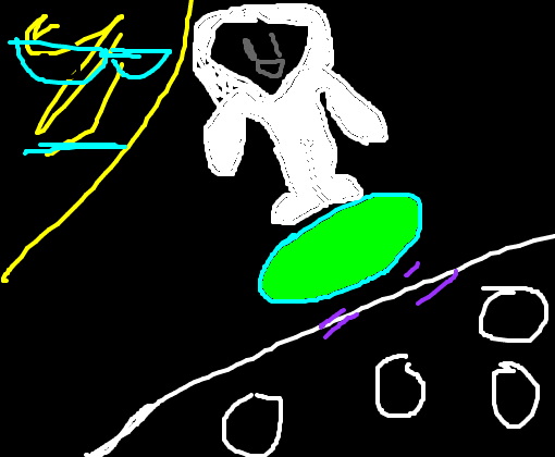 Astronauta andando de skate