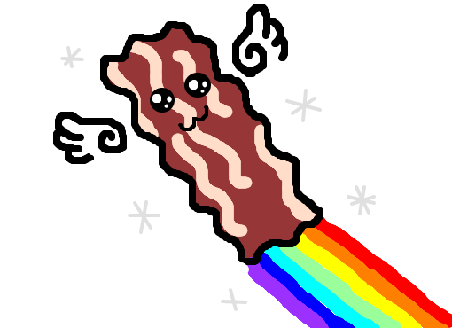 Bacon Alado que caga arco-íris e solta Glitter