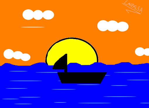 barco no pôr-do-sol