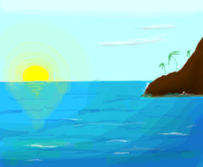Pôr-do-sol e o mar