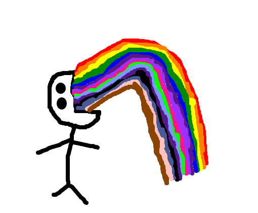 vomitando arco-iris de varias cores