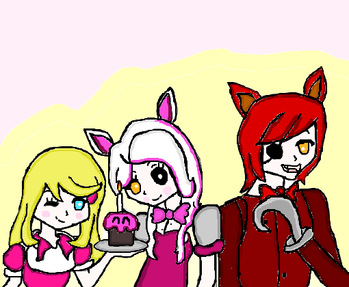 Anime Toy Chica, Mangle and Foxy