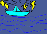 barco de papel em alto mar tempestade