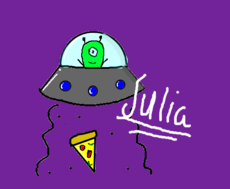 Alien roubando pizza