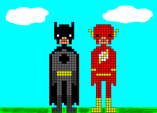 Batman & Flash. Pixel Art.