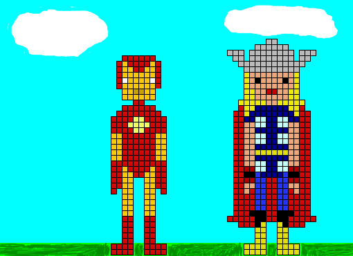 Iron-Man & Thor. Pixel Art.