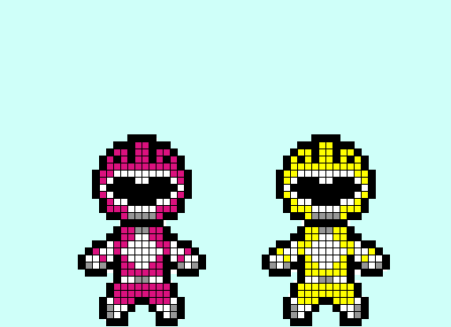 Rangers, Pink & Yellow. Pixel Art