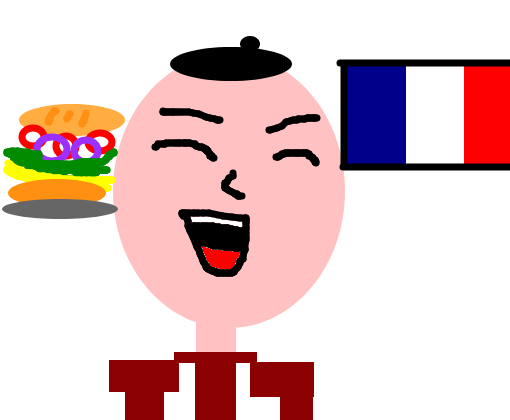 Je suis désolé mais je ne peux pas dessiner le français et la France elle-même!