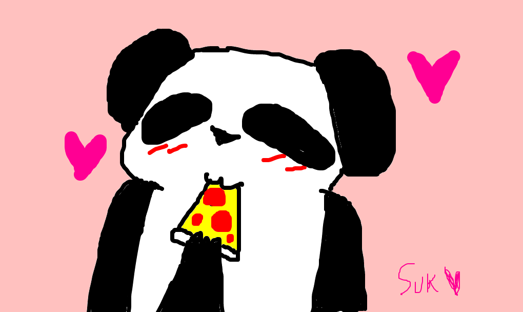 panda comendo pizza