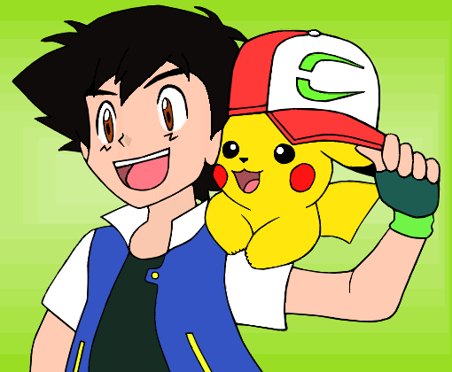 Ash e Pikachu p/ ARC4N1N3_M1L_GR4U - Desenho de fran_01 - Gartic