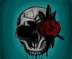 Rose in a Skull