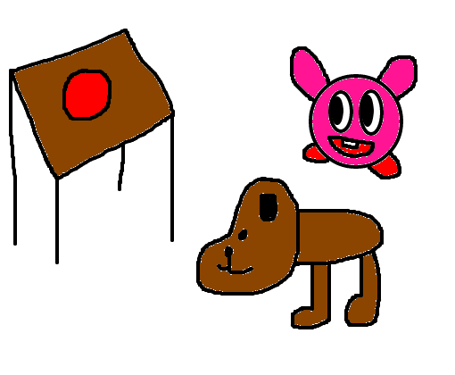 Uma Bola Vermelha Cachorro E Kirby