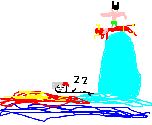 batman surfando no flash e todoroki dormindo numa ilha fogo-gelo