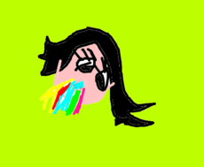 Menina vomitando arco íris