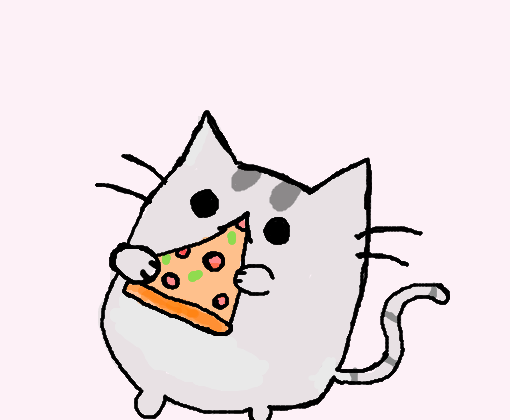 Gato comendo pizza