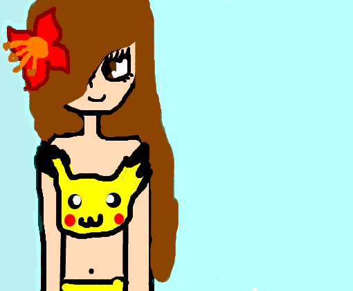 Eu com Biquini de Pikachu