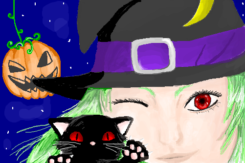halloween bruxa,gato,abóbora