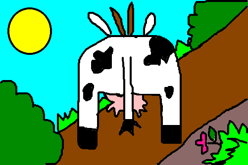 Uma vaca pastando (: