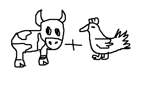 Desenho para colorir de A vaca e o frango em sala de jogos eletrônicos