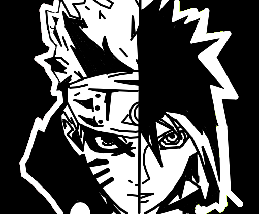 Naruto e sasuke desenho preto e branco