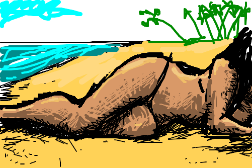 nega deitada na praia