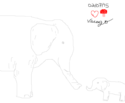 Elefanta e seu elefantinho