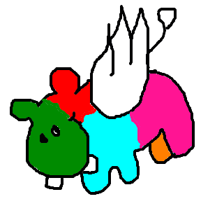 hipopótamo alado colorido
