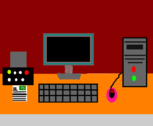 Impressora, computador e monitor